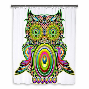 Owl Psychedelic Pop Art Custom Size Shower Curtain