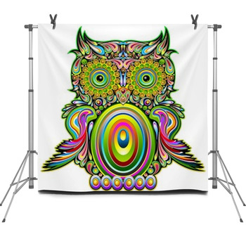 Owl Psychedelic Pop Art Design Gufo Fleece Backdrop
