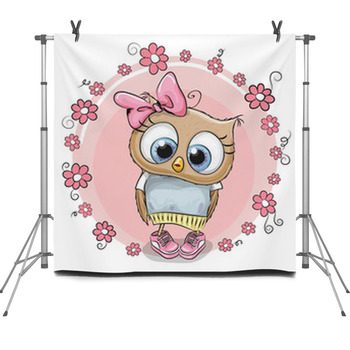 Owl With Flowers Fleece Backdrop