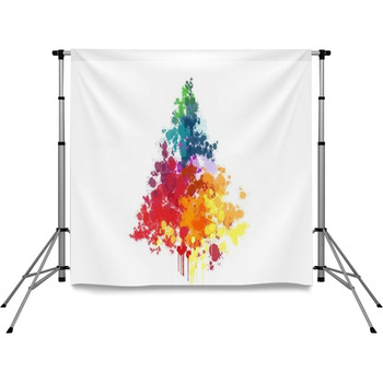 Paint Splatter Christmas Tree Pole Pocket Backdrop