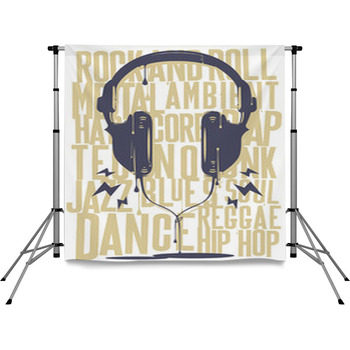 Painted Headphones Pole Pocket Backdrop
