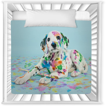 Painted Puppy Baby Crib Comforter