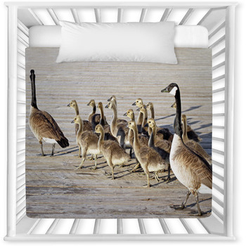 Pair Of Adult Canada Geese Lead Baby Crib Comforter