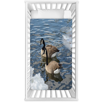 Pair Of  Canada Geese Swimming Baby Crib Comforter