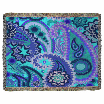 Paisley Colorful Background. Woven Throw Blanket
