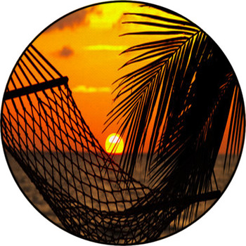 Palm, Hammock And Sunset Round Rug