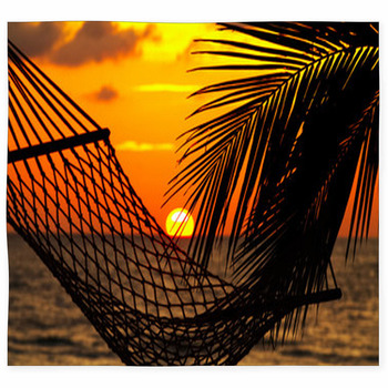 Palm Tree And Hammock At Beach Custom Size Floor Mat