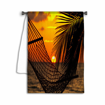 Palm Tree And Hammock At Beach Sunset Towel