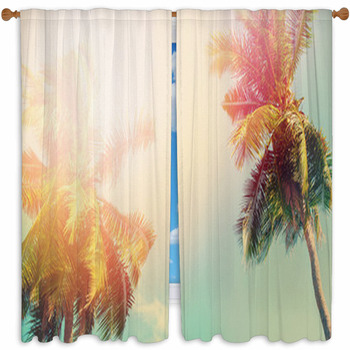 Palm Tree Sun Light Travel Custom Size Window Curtain