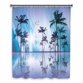 Palm Trees At Sunset  With Custom Size Shower Curtain