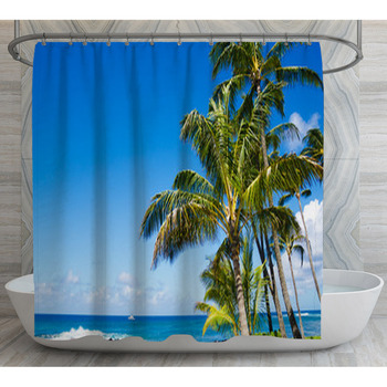 Palm Trees By The Ocean Shower Curtain