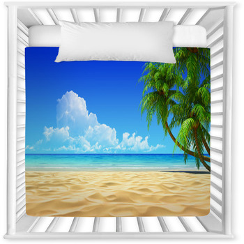 Palms On Empty Idyllic Tropical Baby Crib Comforter