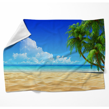 Palms On Empty Idyllic Tropical Sand  Woven Throw Blanket