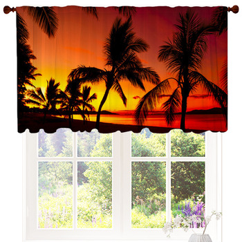 Palms Silhouettes On A Tropical Custom Size Valance