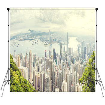 Panorama Of Hong Kong ,China Custom Size Backdrop