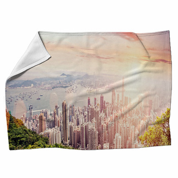 Panorama Of Hong Kong China Fleece Blanket