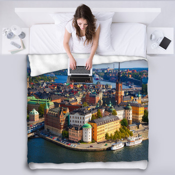 Panorama Of Stockholm, Sweden Fleece Blanket