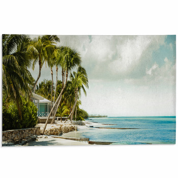 Panorama With Beachfront Bungalow Under Palm Area Rug