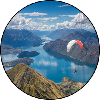 Parachuting In Wanaka, New Zealand Round Rug