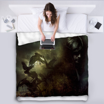 Paranormal Man With Long Hair And Black Fleece Blanket