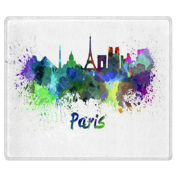 Paris Skyline In Watercolor Bath Mat