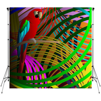 Parrot In Jungle Fleece Backdrop