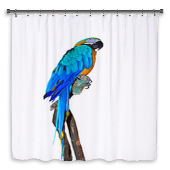 Macaw Parrots and Pineapple Waterproof Bathroom Fabric Shower Curtain 71inch 