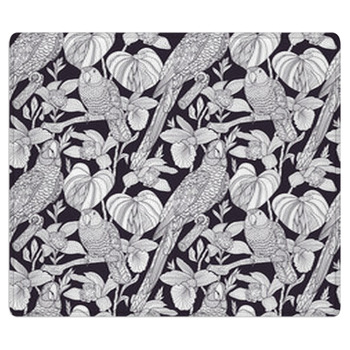 Parrots And Tropical Flowers. Vector Seamless Bath Mat