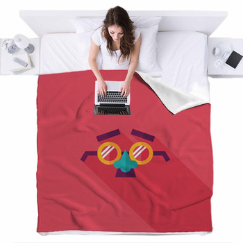 Party Mask Flat Icon With Long Fleece Bed Blanket