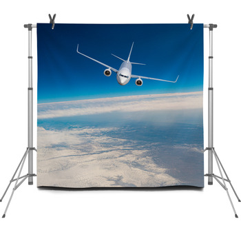 Passenger Airplane Flying Fleece Backdrop