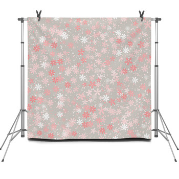 Pastel White And Pink Ditsy Flowers Fleece Backdrop