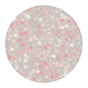 Pastel White And Pink Ditsy Flowers Pattern Round Rug