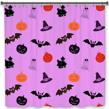 Pattern Halloween Lilac Custom Size Shower Curtain