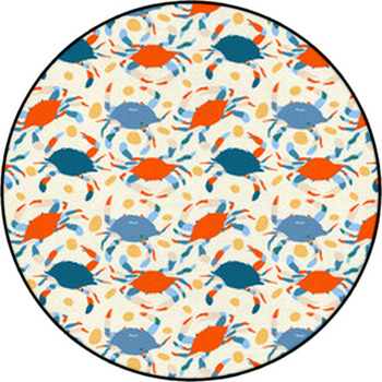 Pattern Of Moving Colorful Crabs Round Rug