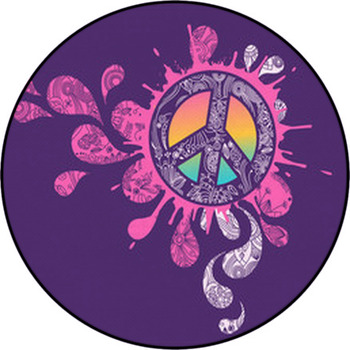 Peace Splatter Graphic Round Rug