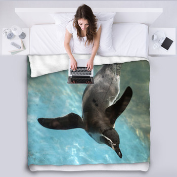 Penguin Swimming Fleece Blanket
