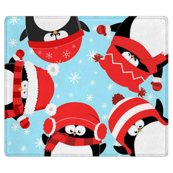 Penguins Celebrating Christmas Area Rug