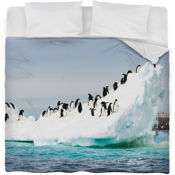 Penguins On The Snow Fleece Bed Blanket