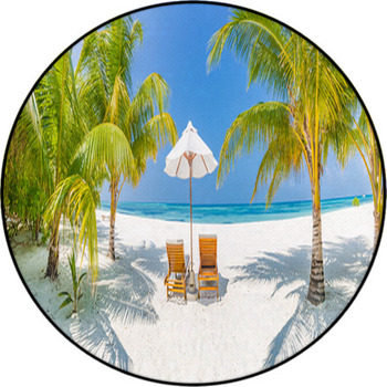 Perfect Beach View Summer Holiday And Round Rug