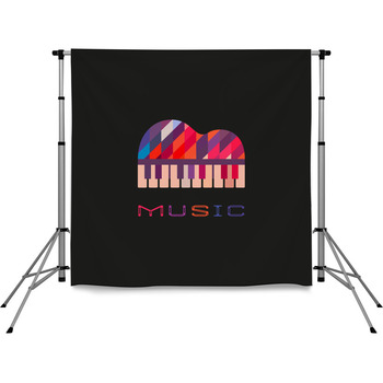 Piano Keyboard Hand Drawn Flat Pole Pocket Backdrop