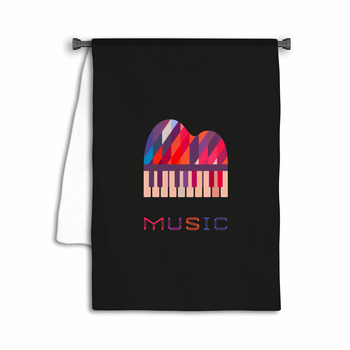 Piano Keyboard Hand Drawn Flat Colorful Music Towel