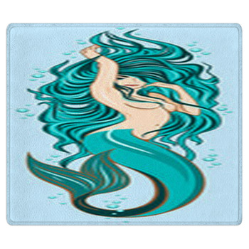 Picture Of A Cute Mermaid With Lush Long Hair Bath Mat