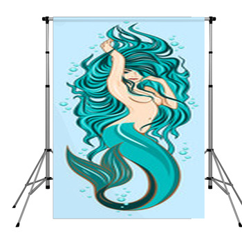 Picture Of A Cute Mermaid With Pole Pocket Backdrop