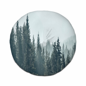 Pine Trees Forest Stylized Tufted Floor Pillow