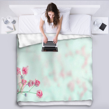 Pink Baby's Breath Flowers With Copy Space Fleece Blanket