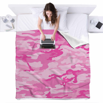 Pink Camo Texture Fleece Bed Blanket