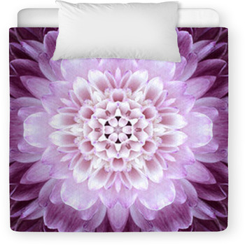 Pink Concentric Flower Center. Mandala Toddler Duvet