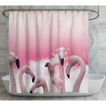 Pink Flamingo Background Shower Curtain