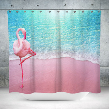 Pink Flamingo Bird Sandy Custom Size Shower Curtain