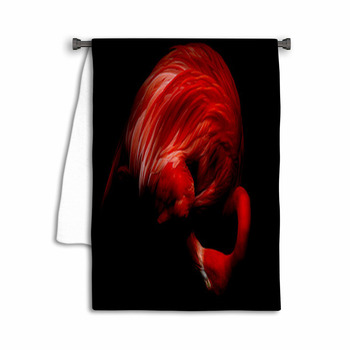 Pink Flamingo Isolated On Black Towel